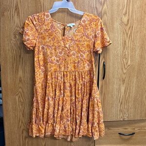 Patrons of Peace Mustard Floral Dress